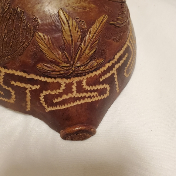 Bug Bear Carved Half Coconut Shell Scoop Signed Jesus' Snake Fisherman Art - Picture 10 of 15
